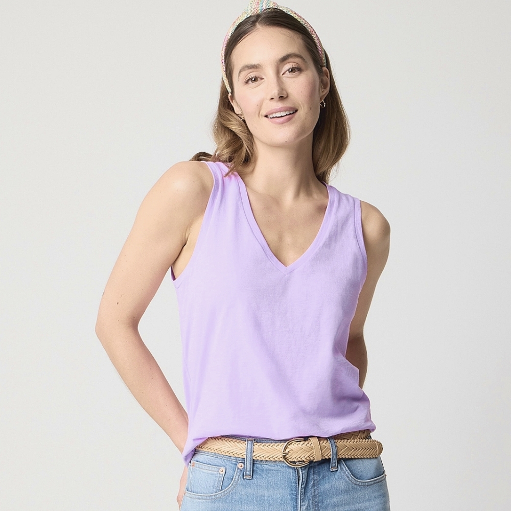 J. Crew Factory Lavender V-Neck Tank Top Size: L